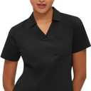 Women's Polo Shirt Quick Dry 4 Button Moisture Casual Work Short Sleeve Collared Golf Shirt-Wicking Performance (Black, M)