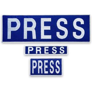 3-Pack Press Patch Embroidered Patches for Press Vest Photographer Body Armor Vest Tactical Backpack Military Helmet Badge Blue 3.2x9.8 in 1x4.5 in 2x3.5 in