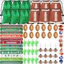 Justforjoyful 110 Pcs Football Party Favors for 12 Sets Football Party Supplies Drawstring Bag Backpack with Keychains Mini Football Stress Balls Slaps Bracelets Goodie Bag Stickers Presents Gift Set