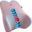 Skechers Air-Cooled & Memory Foam Lumbar Pillow,Lumbar Support Pillow for Office,Chair Lower Back Pain Relief Lumbar Pillow,Ergonomic Design Back Support Pillow for Office Chair,Car,Home,Travel,Pink