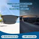 Photochromic Progressive Multifocus Reading Glasses Men Transition Blue Light Blocking Multifocal Computer Readers, 3.0x