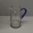 Libbey Cabos Large Glass Pitcher, 90 Oz Handcrafted Glass Water Pitcher with Spout and Blue Handle, Artisan-Inspired Water Carafe for Tables, Kitchen