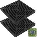 Calvana 2 Pack 12 Inch Catch Basin Drain Grate, Fiberglass Reinforced Polyethylene Square Drain Cover for Yard Patio Driveway Drainage, Black