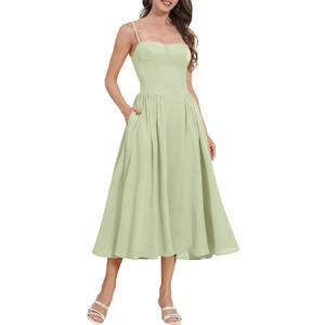 Womens Corset Dress Sexy Thigh Spaghetti Strap Bustier Cocktail Dress Low Cut Boho Formal Dresses with Pockets (Green, L) Womens Corset Dress Sexy Thigh Spaghetti Strap Bustier Cocktail Dress Low Cut Boho Formal Dresses with Pockets (Green, L)