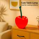 Cherry Lamp LED Light Unique Red Table Lamp for Bedroom, Nightstand or Living Room, Funky and Modern Desk Lamp, Small Decorative Cherry Bedroom Decor