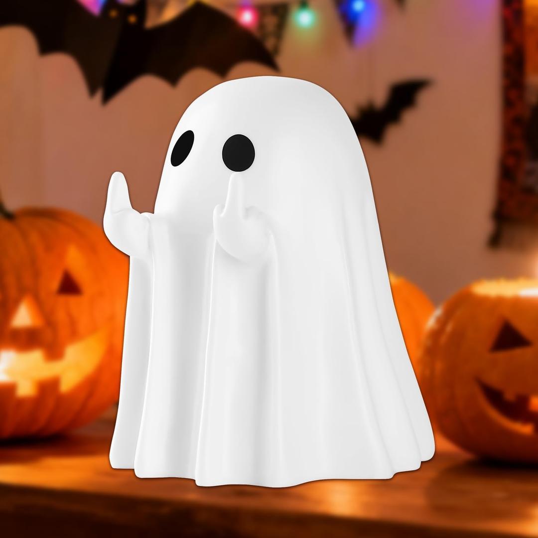 3 x Halloween Ghost Figurine - 3.15IN Funny Finger Ghost, Cute & Spooky Halloween Decor for Desktop, Indoor Christmas Decorations & Home Decor Gift for Friends(White)