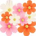 Pink and Orange Party Decorations Pink Paper Flowers Decorations for Wall 9pcs with 9 Gold Glitter Floral Centers Paper Fans Floral Backdrop Flower Wall Decor for Birthday Classroom Baby Shower, Guide