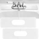 Tioncy 2 Pcs Faucet Mat Sink Splash Guard Oval-hole Oval Splash Pad for Kitchen Sink Oval Base Diatomite Faucet Mat for Bathroom Absorbent Mat Splatter Screens (White)