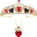 Descendant 4 Crown Red Crown with Black Hearts Descendant 4 Tiara Jewelry Set The Rise of Red Cosplay Queen of Hearts Costume for Teen Halloween