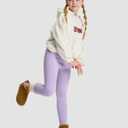 Girls Thermal Fleece Lined Leggings, Warm Winter Yoga Pants for Kids Toddlers Youth (Purple, XXL)