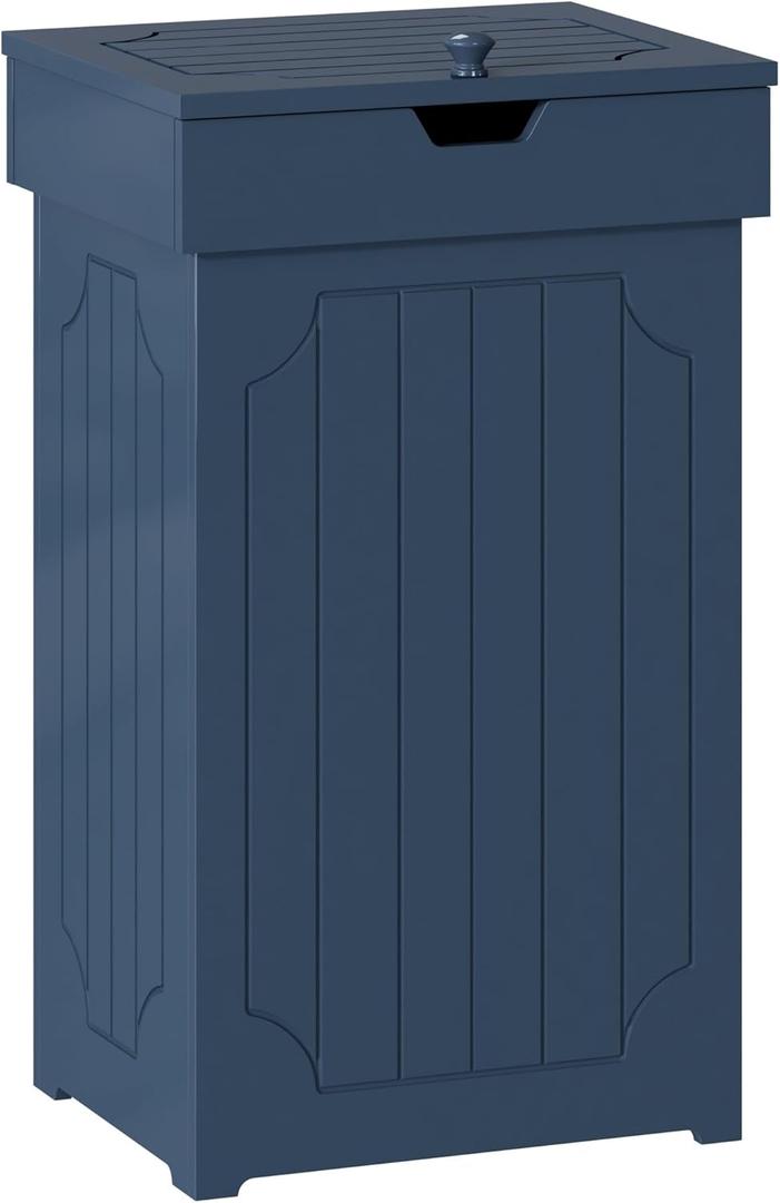 Function Home Trash Can Cabinet, 13 Gallon Kitchen Garbage Can, Wooden Recycling Trash Bin, Freestanding Dog Proof Trash Can, Farmhouse Trash Cabinet with Lid for Home Kitchen Bedroom, Blue