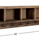Alaterre Furniture Pomona Entryway Coat Rack Rustic Farmhouse 48-Inch Wall-Mounted Coat Rack with 6 Double Hooks & 4 Open Cubbies Solid Wood Mudroom Storage for Entryway or Hallway (Rustic Brown), Onesize