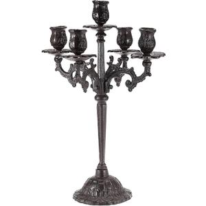 OwnMy 5 Arms Cast Iron Candlestick Holder Vintage Taper Candle Holder Large Candelabra Heavy Duty, 5-Arms Cast Iron Candelabra Antique Taper Candle Stand Elegant Candle Centerpieces for Dining Table