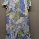 Vince Camuto Women's Tie Waist Cap Sleeve Tiered Maxi Dress (Blue, M)
