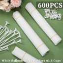 600 Pcs Plastic Balloon Sticks with Cups, Reusable Balloon Holder for Balloon Stand Birthday Christmas Party Wedding Anniversary Decoration(White)