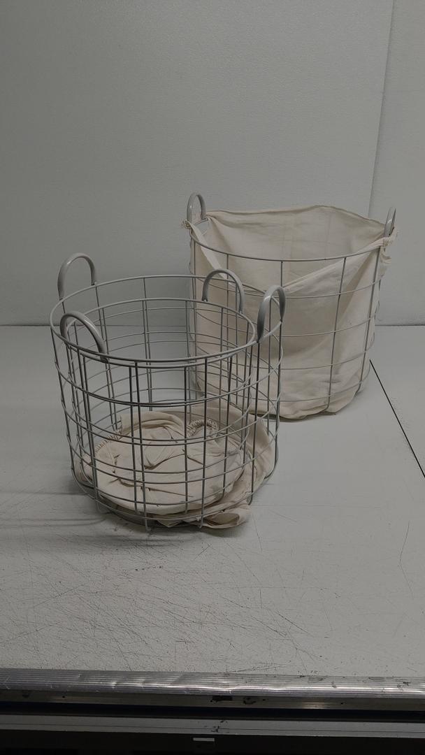 Pack of 3 Wire storage Basket with Liner (Grey)