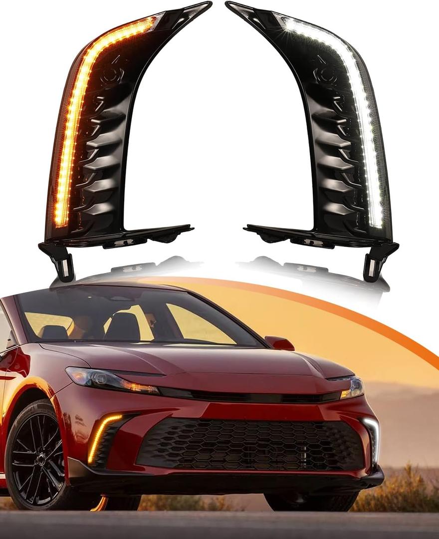 LED Fog Lights Kit for 2025 Toyota Camry SE XSE DRL Daytime Running Lights Amber Turn Signal Fog Lamps Toyota Camry Accessories