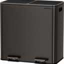 SONGMICS Trash Can, 2 x 10.6 Gallon (2 x 40 L) Garbage Can for Kitchen, with 15 Trash Bags, 2 Compartments, Plastic Inner Buckets and Hinged Lids, Airtight, Slate Gray ULTB730G01V1