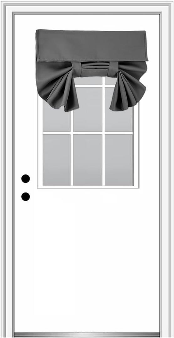 100% Blackout French Door Curtains, Wrinkle Free, Room Darkening, Blocks Light and Heat Through Glass. Drill-Free Easy Installed Door Window Curtains. (Dark Grey,1 Panel, 26"x 42")