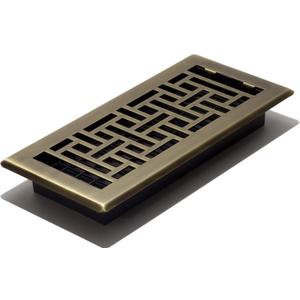 Decor Grates AJH410-A Oriental Floor Register, 4x10 Inches, Antique Brass Finish