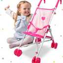Anivia Baby Doll Collection Doll Stroller Heart Design Gifts for Toddlers and Girls Foldable Doll Stroller