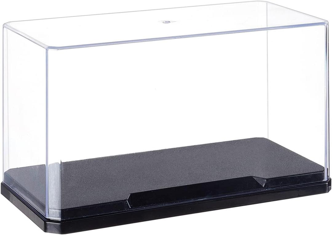 OLYCRAFT Clear Plastic Display Case 7x3.5x4 Inch Display Stand Box SelfAssembl Display Case with Black Base Dust Proof Protection Showcase for Collection Bricks Blocks Models