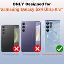 AIGOMARA Magnetic Case for Samsung Galaxy S24 Ultra [Wireless Charging Compatible] Heart Design Soft TPU Electroplated Phone Cover Anti-Scratch Shockproof Case for Women - Blue