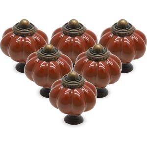 12pcs Dark Red Vintage Ceramic Cabinet Knobs and Drawer Pulls with Mounting Screws