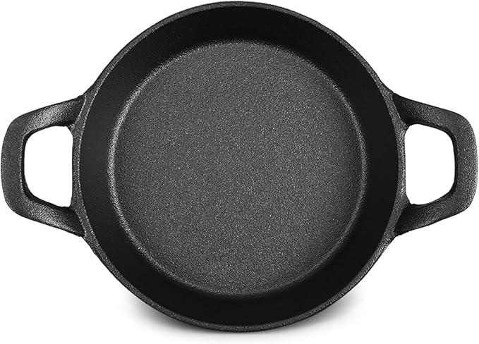 Ziliny Mini Cast Iron Skillets 6.3 x 6.3 x 1.5 Inch Cast Iron Pan Small Ramekin Set Black Casserole Dish Cookware Oven Safe Mini Skillets for Kitchen Indoor Outdoor Picnic (1 Pack)