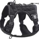 Auroth Tactical Harness for Large Dogs No Pull Adjustable Pet Harness Reflective K9 Working Training Easy Control Pet Vest Military Service Dog Harnesses Black L (L(Neck:18-29",Chest:24-37"),45-80 lbs)