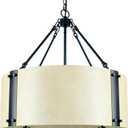 Chandelier Lighting Fixture, 4-Light, Retro White Drum Shade, Rustic Industrial Hand-Painted Pendant for Kitchen Island Living Dining Room Over Table, 23" W x 21.5" H (Retro-White, 23 Inches)