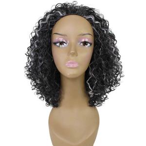 LUXLUXE Tatiana Curly Body Waves 15 in Long Half Wig Half Cap Wig, Mix Human Hair and Synthetic Fibers, Multiple Shades of Natural & Blended Colors (#FF2460 - Dark Charcoal Gray)