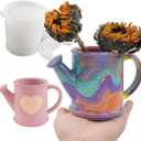 Wehous Candle Holder Silicone Mold, Watering Can Shape Container Resin Molds, Unique Storage Jar Succulent Planter Pot Jewelry Trinket Makeup Holder Epoxy Resin Concrete Cement Mold DIY Home Decor