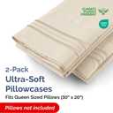 2 x Queen Pillow Cases Set of 2 - Ultra Soft Hotel Quality Pillowcase Covers - Comfy, Cozy & Wrinkle Free - Shrinkage, Stain and Fade Resistant - Machine Washable Pillow Protectors - 2 Piece Set - Wheat