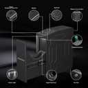 PINEWORLD Slider Biometric Handgun Safe with Auto Sliding Door&Interior Light, Bedside Pistol Safe with Quick Fingerprint/Passode/Key Access, Nightstand Handgun Case, Mounted Lock Box for Desk, Truck