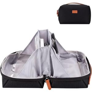 DDgro Electronics Organizer Travel Pouch - Perfect Accessory Bag for Electronics, MacBook Charger & Cords, Cables, Hard Drive (Black-Brown)
