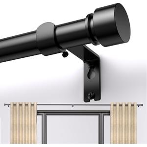 Black Curtain Rod 17 to 250 inch for Window 240 inch, Adjustable Heavy Duty Thick Matte Black Modern Extra Long 20.8 ft