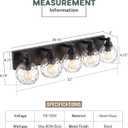 5-Light Black Bathroom Vanity Light, Hammered Glass Globe Shade
32 Inch matte black modern bathroom light fixture over mirror, UL listed, E26 bulbs, hardwired, upward only, VL200-MB-CL-5