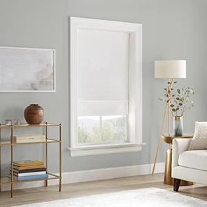 Eclipse Drewton Motorized 100% Blackout Cordless 35 in Wide x 64 in Long Textured Roman Shade in White