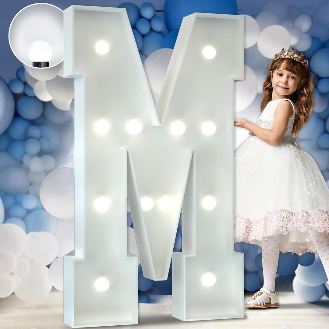 imprsv 4FT Marquee Letters M for Party Decorations, Marry Me, Baby Marquee Letters for Decor, Wedding Decor