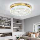 20'' Gold Modern Crystal Chandelier LED Dimmable Flush Mount Crystal Ceiling Light for Living Room Bedroom Dining Room
