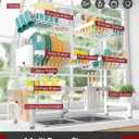 Sakugi Over The Sink Dish Drying Rack - Adjustable 3 Tier XX-Large Capacity Stainless Steel Drainer with Cutlery & Utensil Holders, Kitchen Storage & Organization, 31.5"-39.5"L x 12"W x 30.5"H, White
