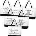 Cunno 6 Pcs Christmas Thank You Canvas Bag for Women Employee Appreciation Gift Reusable Grocery Bags for Coworker Nurse