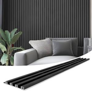 Art3d 8-Pack 96 x 6in. WPC Acoustic Slat Wall Panel for Modern Interior Decor, TV Background, Living Room, Matte Black