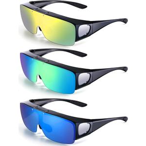 Frienda 3 Pcs Flip Glasses Polarized Sports Sunglasses Cover-up Tac Sunglasses for Men Women Driving Fishing (Stylish Colors)