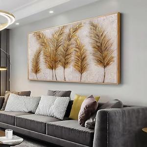 Wall Art Gold Leaf Abstract Wall Decor Canvas Prints Paintings Framed Artwork for Living Room Office Bedroom Home Decorations 23"x47"