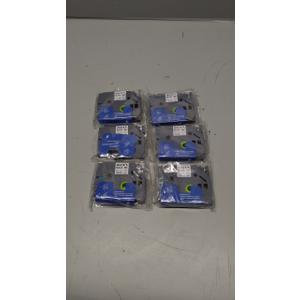 6 Pack Label Maker Tape White Black Ink 12mm 1/2" TZ2-231 Laminated Tape