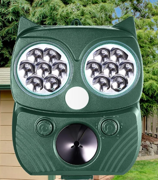2 Pieces Solar Ultrasonic Animal Repellent Motion Detector Animal Repeller Devices Outdoor Waterproof with Flashing Light and Ultrasound for Mouse Birds Cats Dogs Raccoons Bats