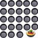 DATANYA 24Packs Mini Tart Pans 3 Inch with Removable Botttom, Carbon Steel Fluted Tart Tin Shell Mold Round Nonstick 3'' Quiche Pans for Pies, Mousse Cakes, Dessert Baking
