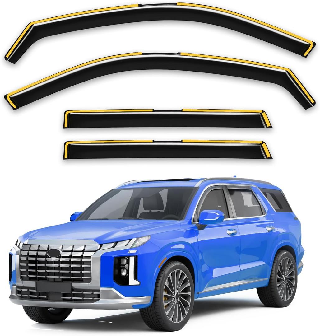 in-Channel Rain Guards Fit for Hyundai Palisade 2020 2021 2022 2023 2024 2025 Window Rain Guards Visors Vent Visors Window Deflector Vent Shades Car Accessories -4 pcs